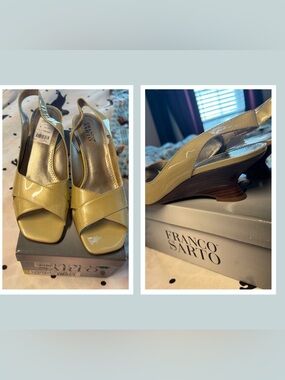 Franco Sarto Gold Patent Slingback Sandals (10)